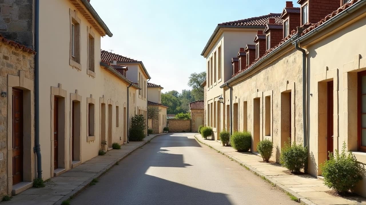Rue bordelaise bordée de maisons en pierre blonde